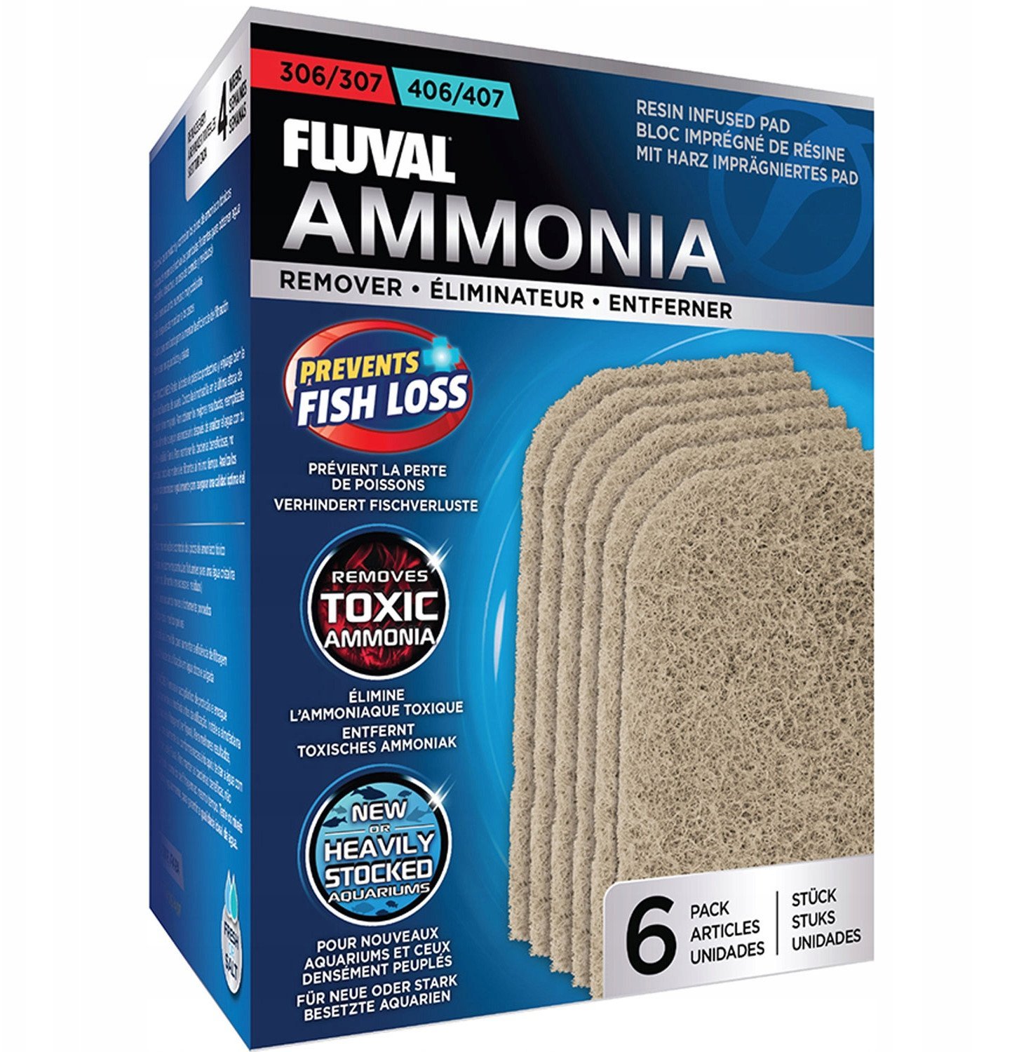 Fluval Wkład redukujący związki azotowe Ammonia Remover 307/407, 6szt./op.