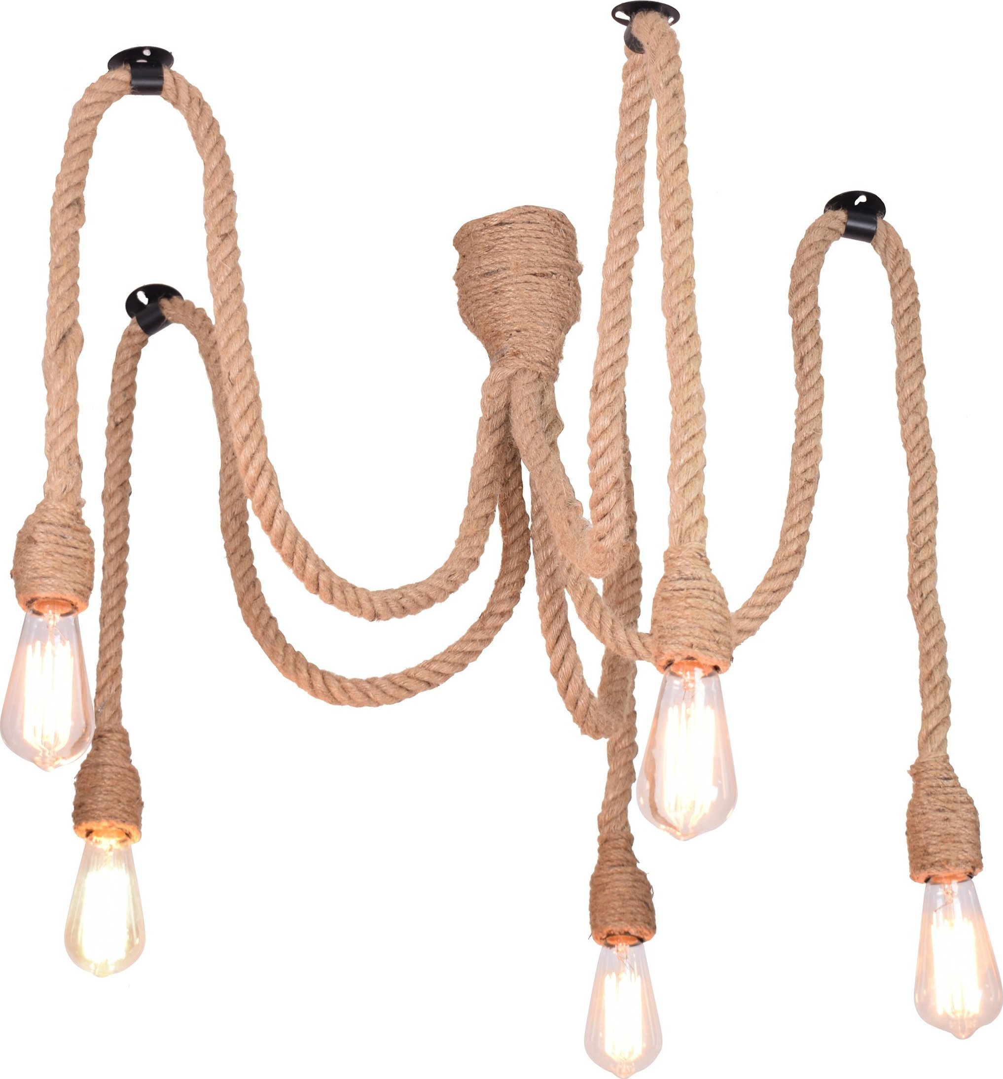 Lampa wisząca Polux Marynistyczny pająk ROPE 312921 wisząca lampa do salonu brązowa