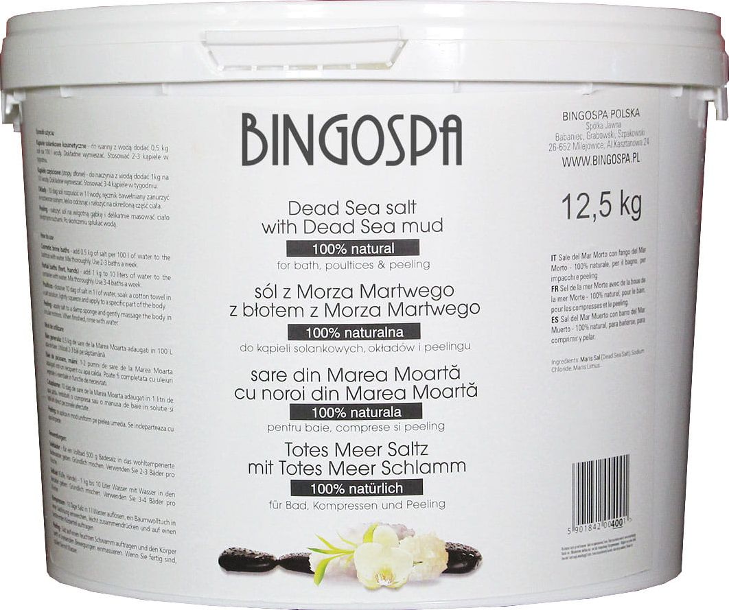 BingoSpa Sól do kąpieli Naturalna z Morza Martwego z błotem z Morza Martwego 12.5kg
