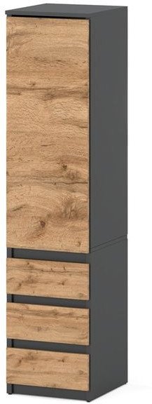 Szafa nowoczesna do salonu nowoczesna wąska 40cm 3 szuflady szary dąb wotan