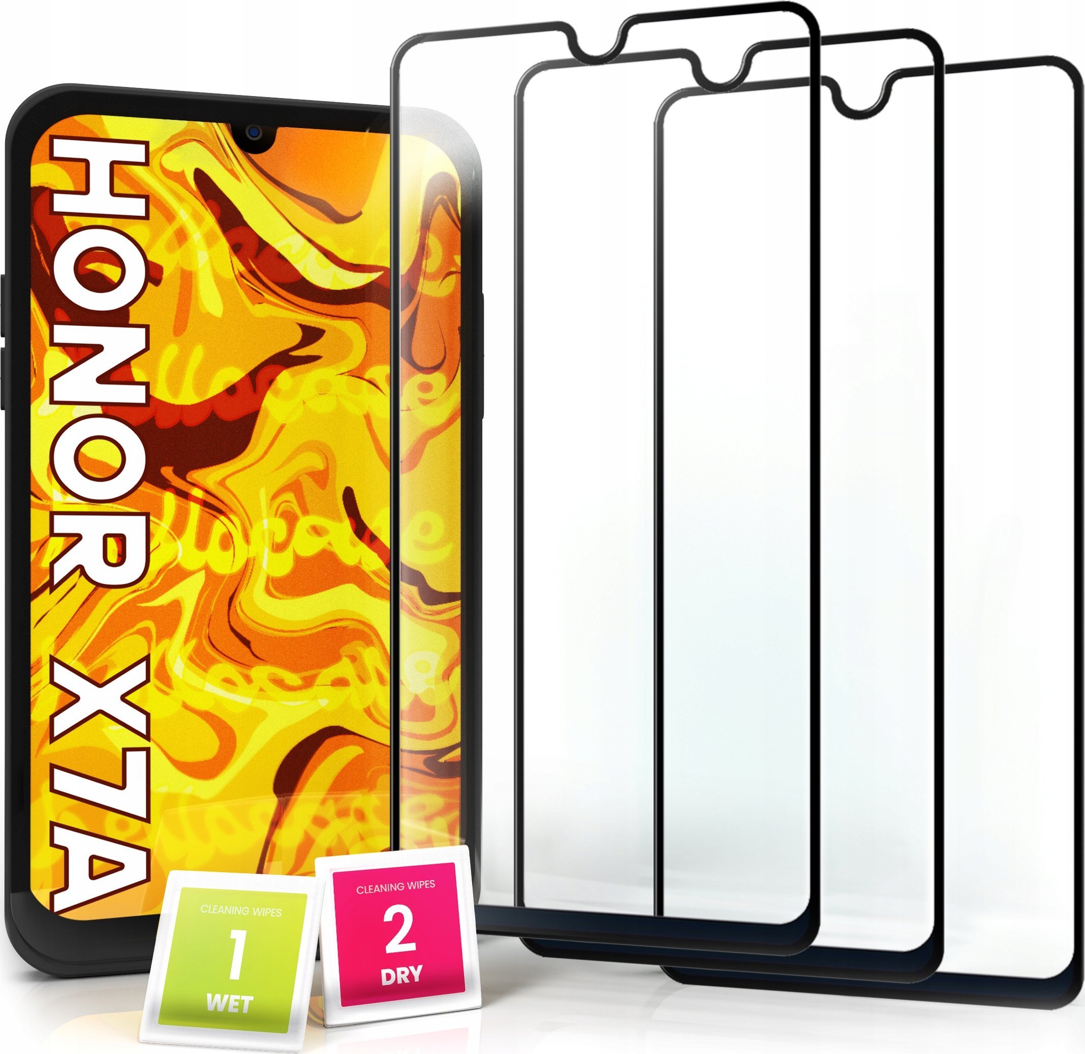 Hello Case 3-pak SZKŁO HARTOWANE DO Huawei Honor X7a na cały ekran 9H ochronne 5D