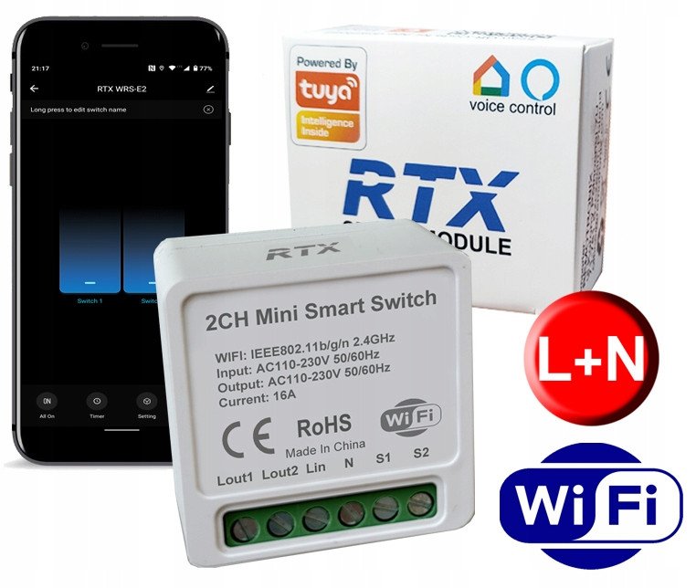 Moduł Przekażnik Światła Sterownik Oświetlenia 2OB. WiFi TUYA Smart RTX Eco
