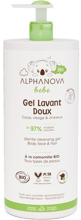 Alphanova Delikatny żel myjący dla niemowląt 2 w 1 Bebe Bio 1000 ml