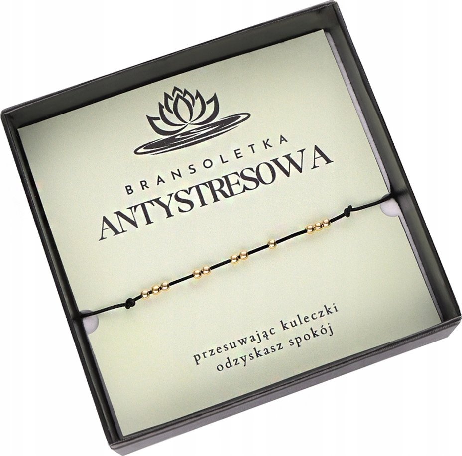 Radziszewska Jewellery Bransoletka Złote Kulki AntyStresowa Sznurek 925 Prezent Karteczka Srebro