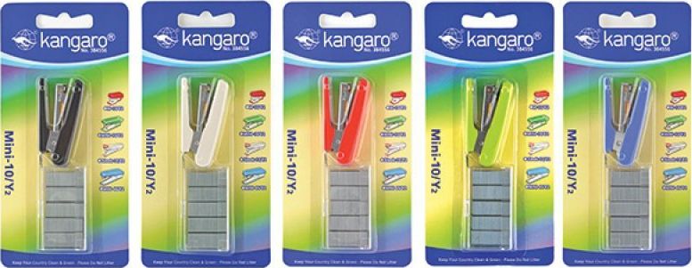 Zszywacz Kangaro Zszywacz KANGARO Mini-10/Y2+zszywki, zszywa do 10 kartek, blister, mix kolorów