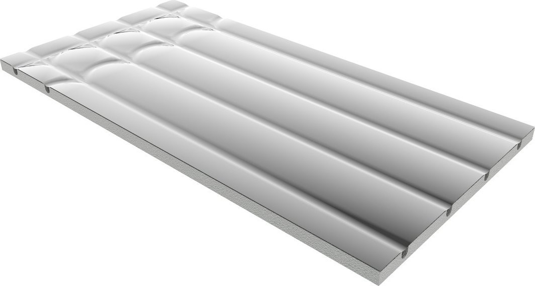 Onnline Płyta styropianowa do ogrzewania podłogowego z warstwą aluminium, element prosty z dwoma łukami, OPAL EPS300 1200x600x25 mm