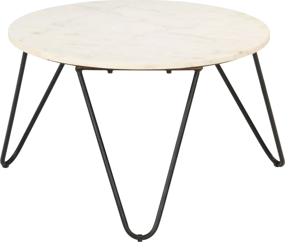 vidaXL Stolik kawowy, biały, 65x65x42 cm, kamień o teksturze marmuru