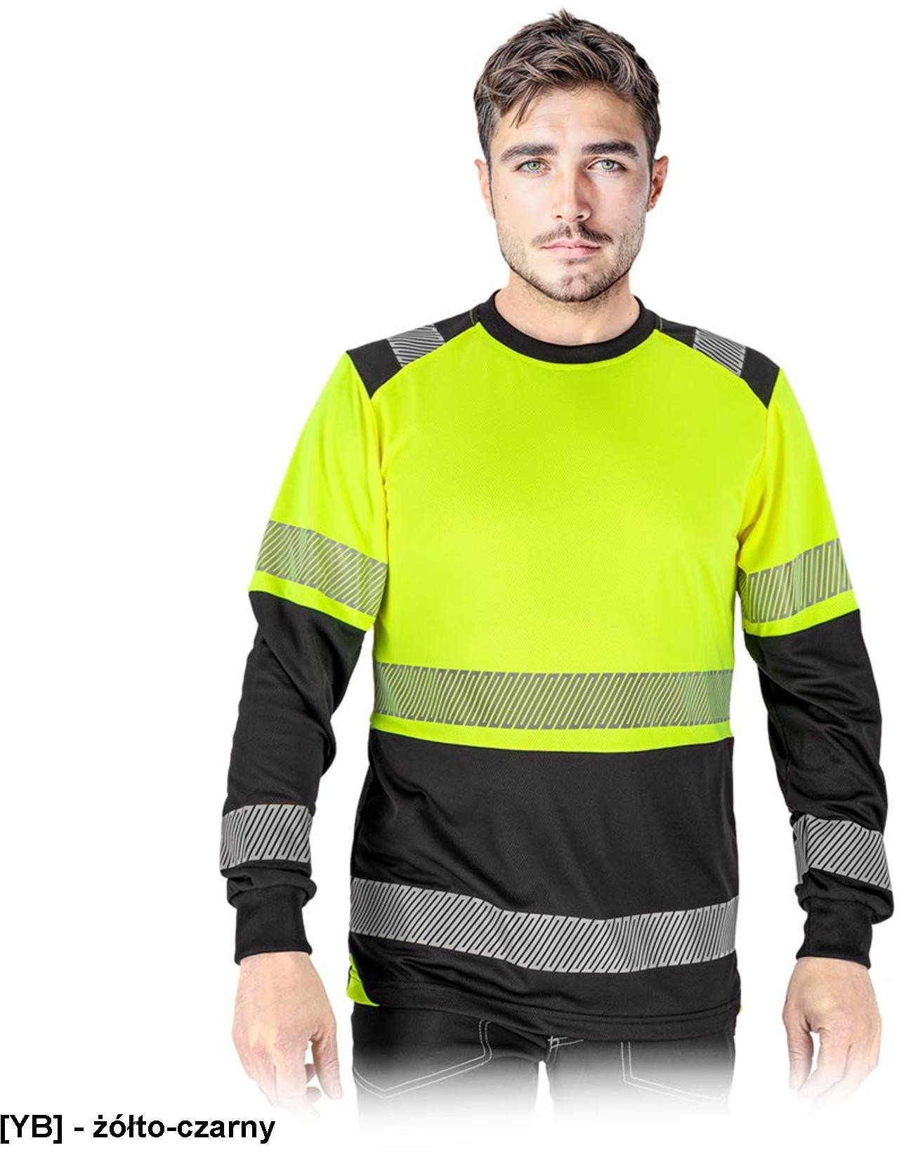 IGUANA-LS - Koszulka ostrzegawcza z siateczki męska długi rękaw zakończony ściągaczami poliester 100% 130 g/m2 S