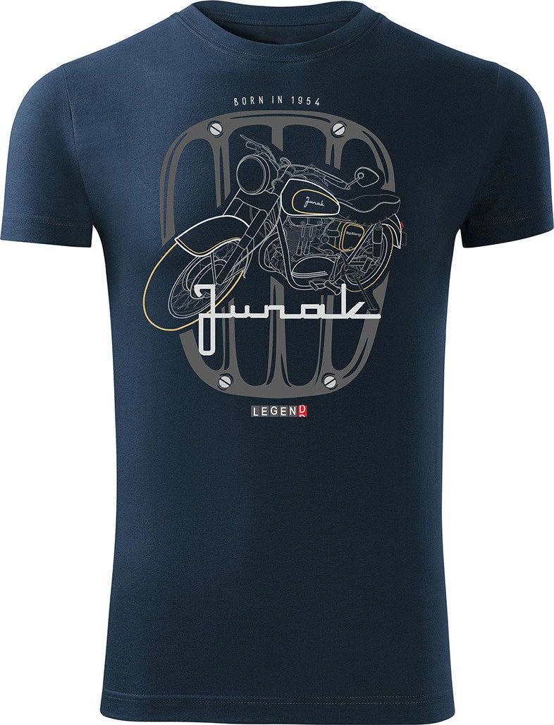 Topslang Koszulka motocyklowa z motocyklem Junak męska granatowa SLIM XL