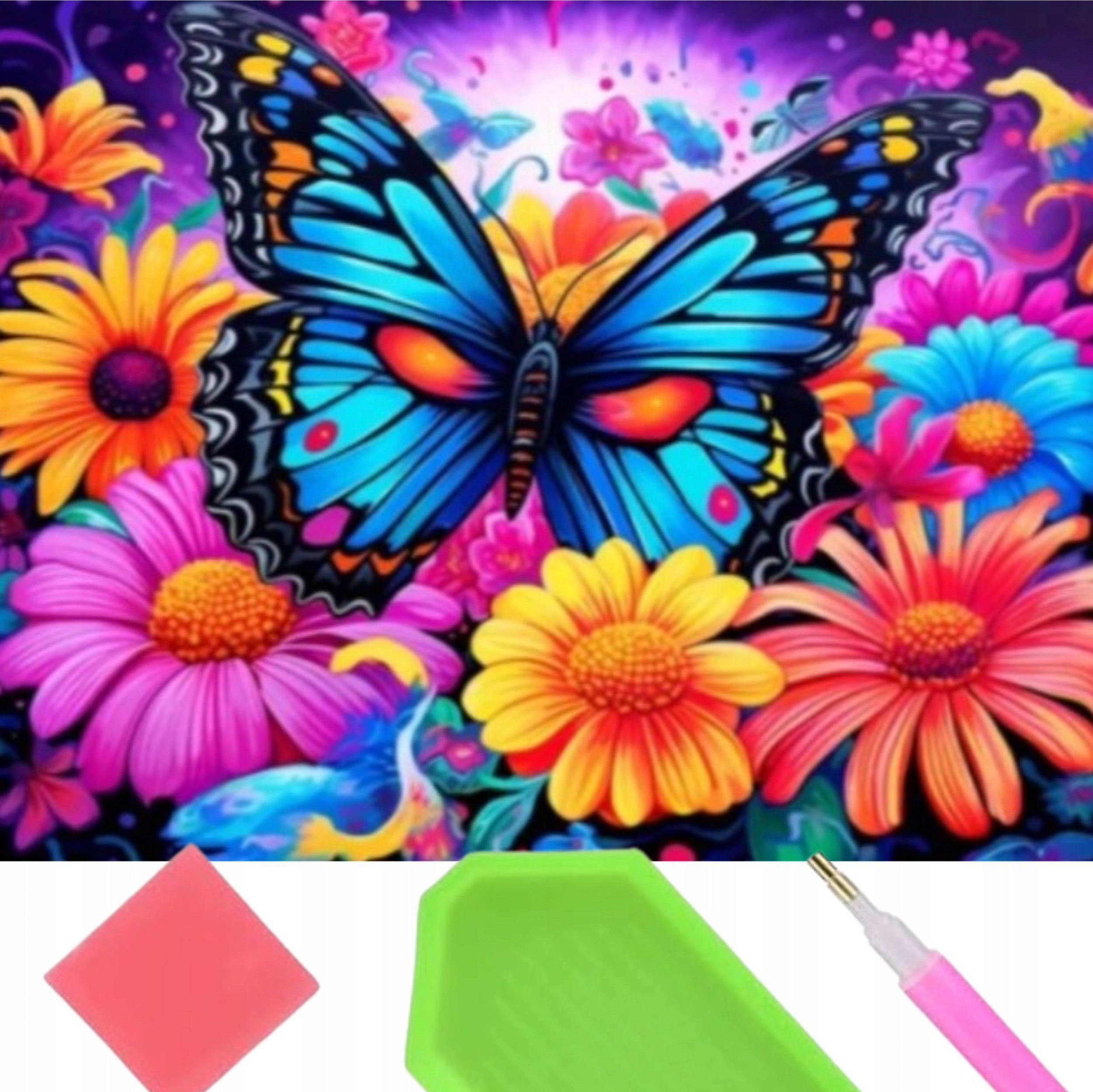 Norimpex Diamentowa mozaika Motyl w kwiatach 30x40cm 2000597