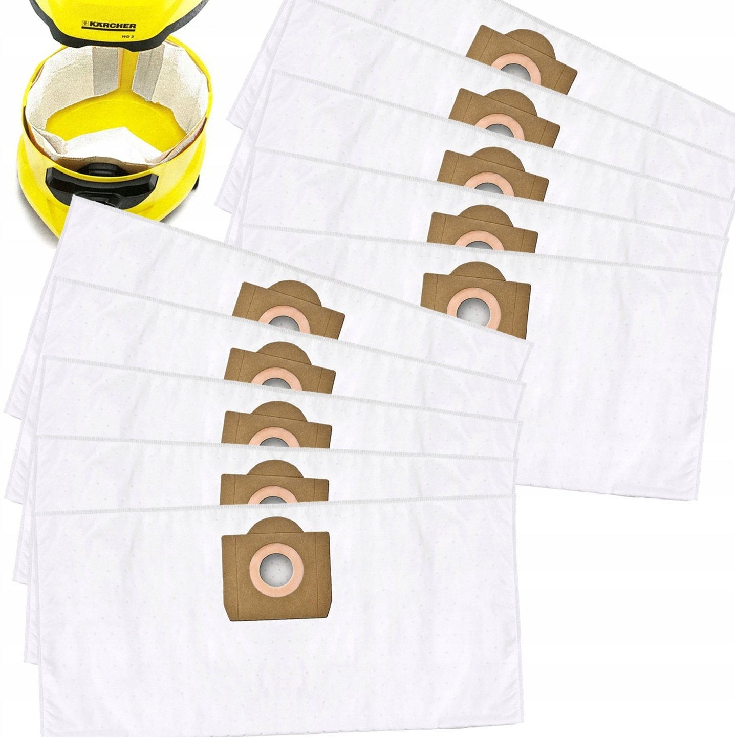 10X WORKI DO ODKURZACZA KARCHER WOREK WD 3 WD3 WD2 WD 6 SE 4001 V17 MV 3
