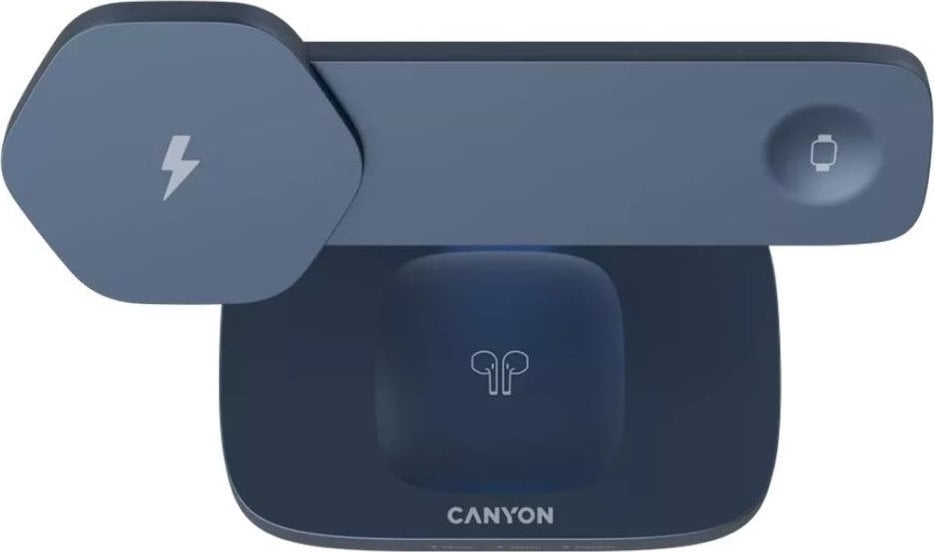 CANYON Wireless Charging Station Hexagon 310 3in1 DarkGrey/Blue