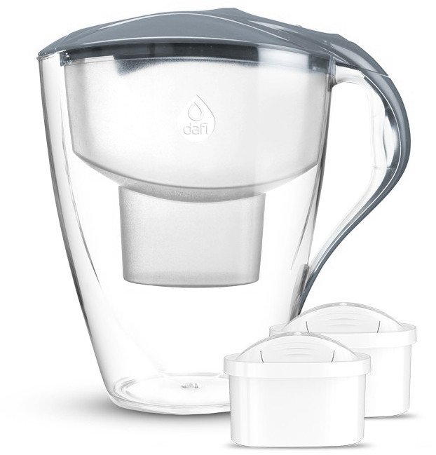 Dzbanek filtrujący Dafi Dzbanek OMEGA stalowy 4l 2 wkłady Unimax + Butelka jeansowa 0,7