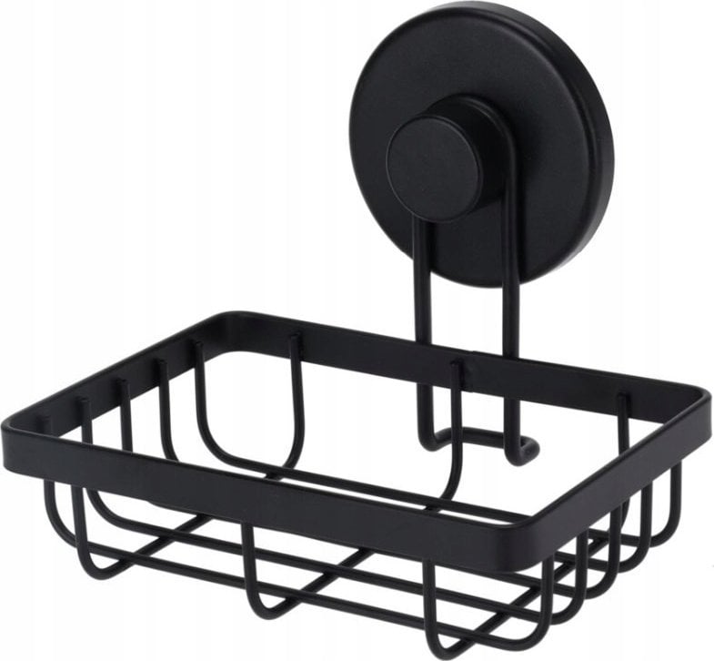 Bathroom Solutions Koszyk łazienkowy na mydło w kostce, na przyssawki, czarny, 13,4 x 11,5 x 11,5 cm