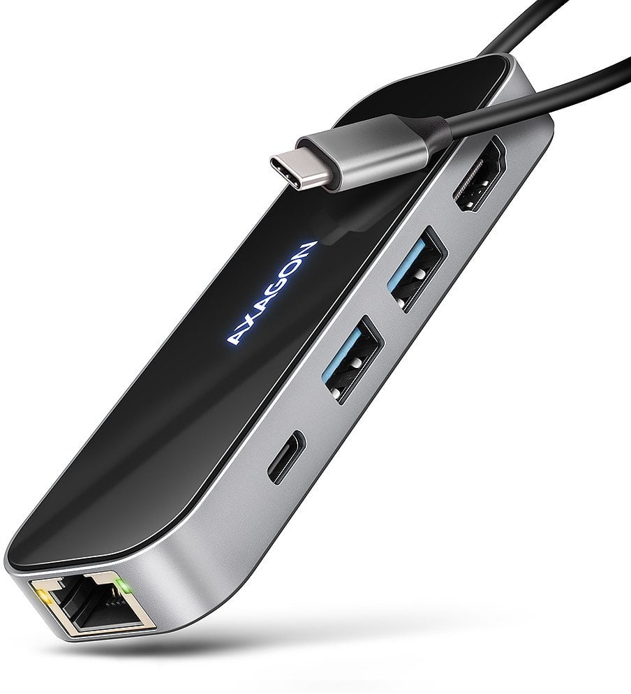 HUB USB Axagon HMC-6GLN 1x RJ-45 1x USB-C 1x USB-C PD 1x HDMI + 2x USB-A 3.0 3.1 Gen1 (HMC-6GLN)