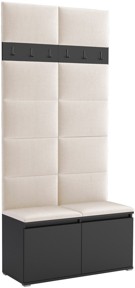 Tapicerowana garderoba Noris I - kolor czarny + tkanina Trinity 01