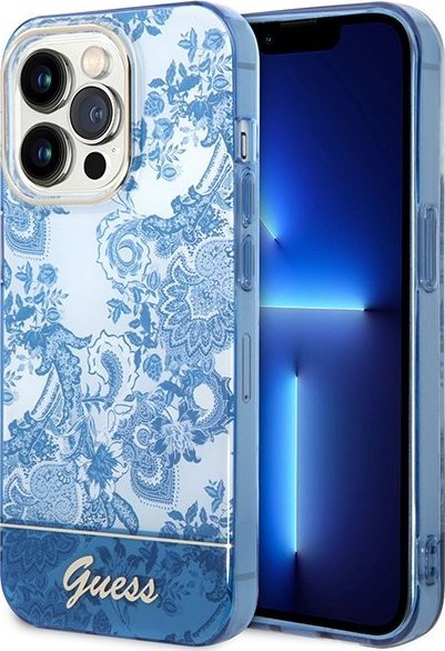 Guess Etui Guess GUHCP14LHGPLHB Apple iPhone 14 Pro niebieski/blue hardcase Porcelain Collection