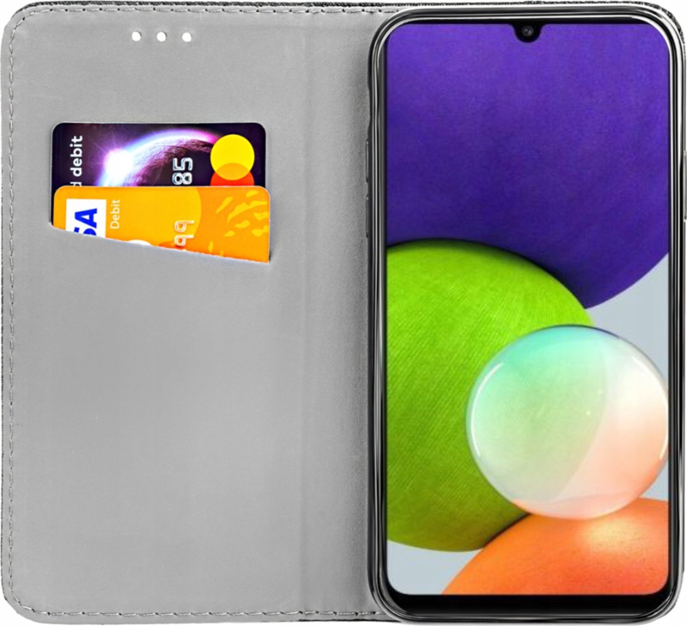 Hello Case ETUI Z KLAPKĄ DO SAMSUNG GALAXY A22 4G CZARNE ZAMYKANE MAGNETYCZNE KABURA