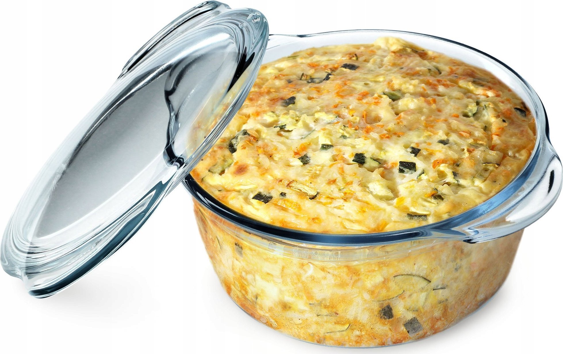 Kadax KADAX Naczynie Żaroodporne Szklane 2,15L Z Pokrywką Do Zapiekania Okrągłe