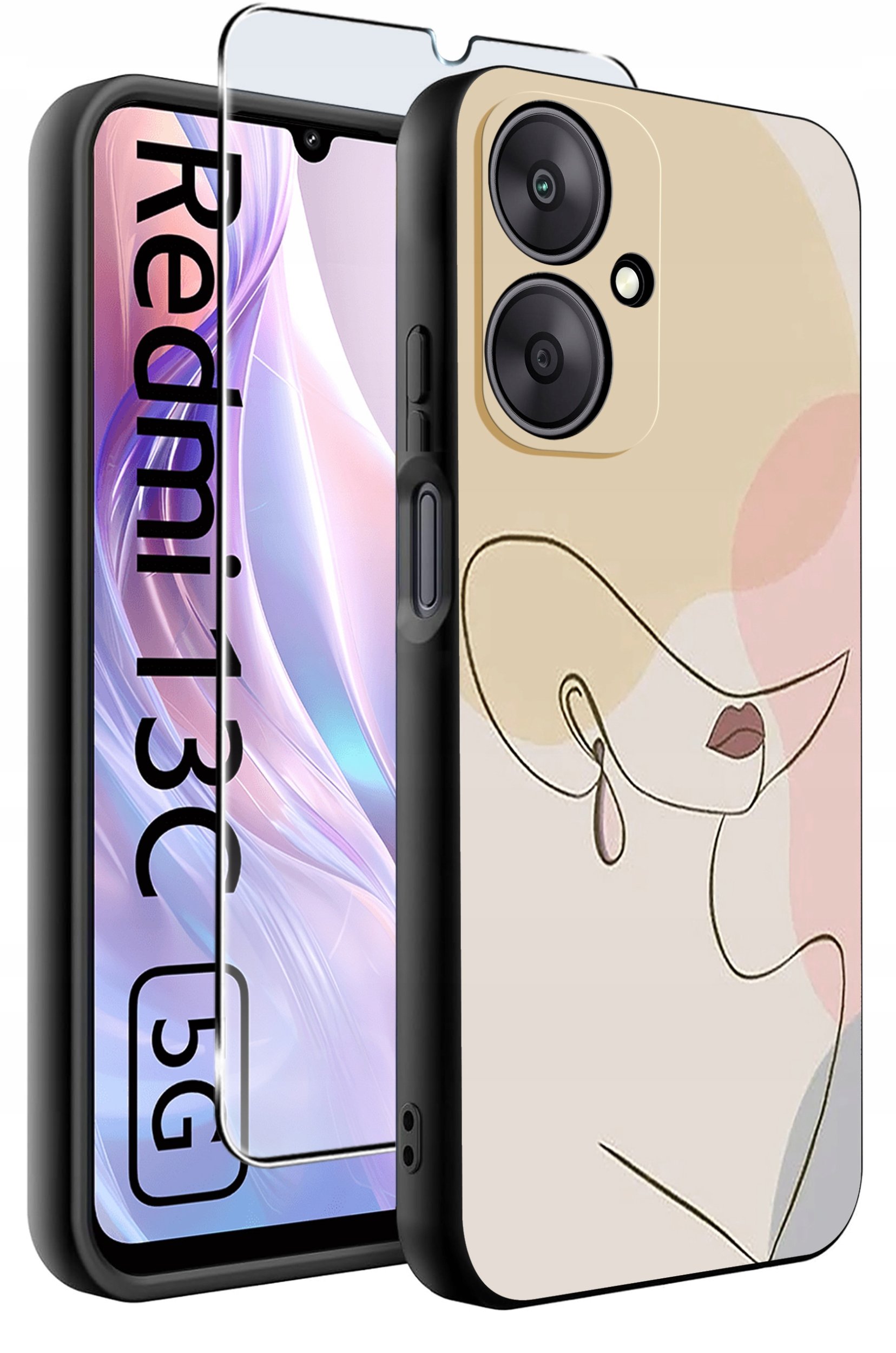 ETUI do Xiaomi Redmi 13C 5G WZORY |SILIKONOWE MATT CASE +SZKŁO HARTOWANE 9H