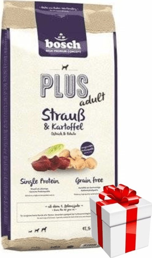 Bosch Bosch Plus Adult Struś & Ziemniaki 12,5kg + Niespodzianka dla psa GRATIS