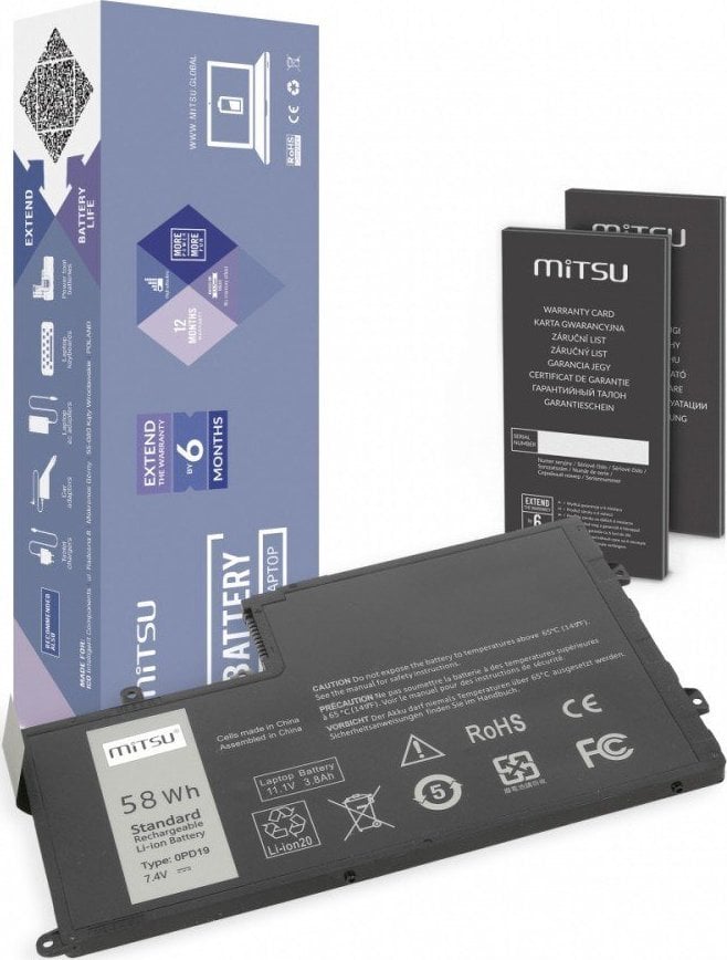 Bateria Mitsu Bateria do Dell Inspiron 15 (5542), 14 (5445) 7600 mAh (58 Wh) 7.4 - 7.6 Volt