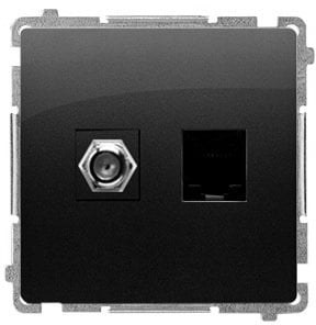 Simon Basic Gniazdo antenowe typu F + RJ45 kat.6 (moduł) czarny BMAFRJ45.01/49