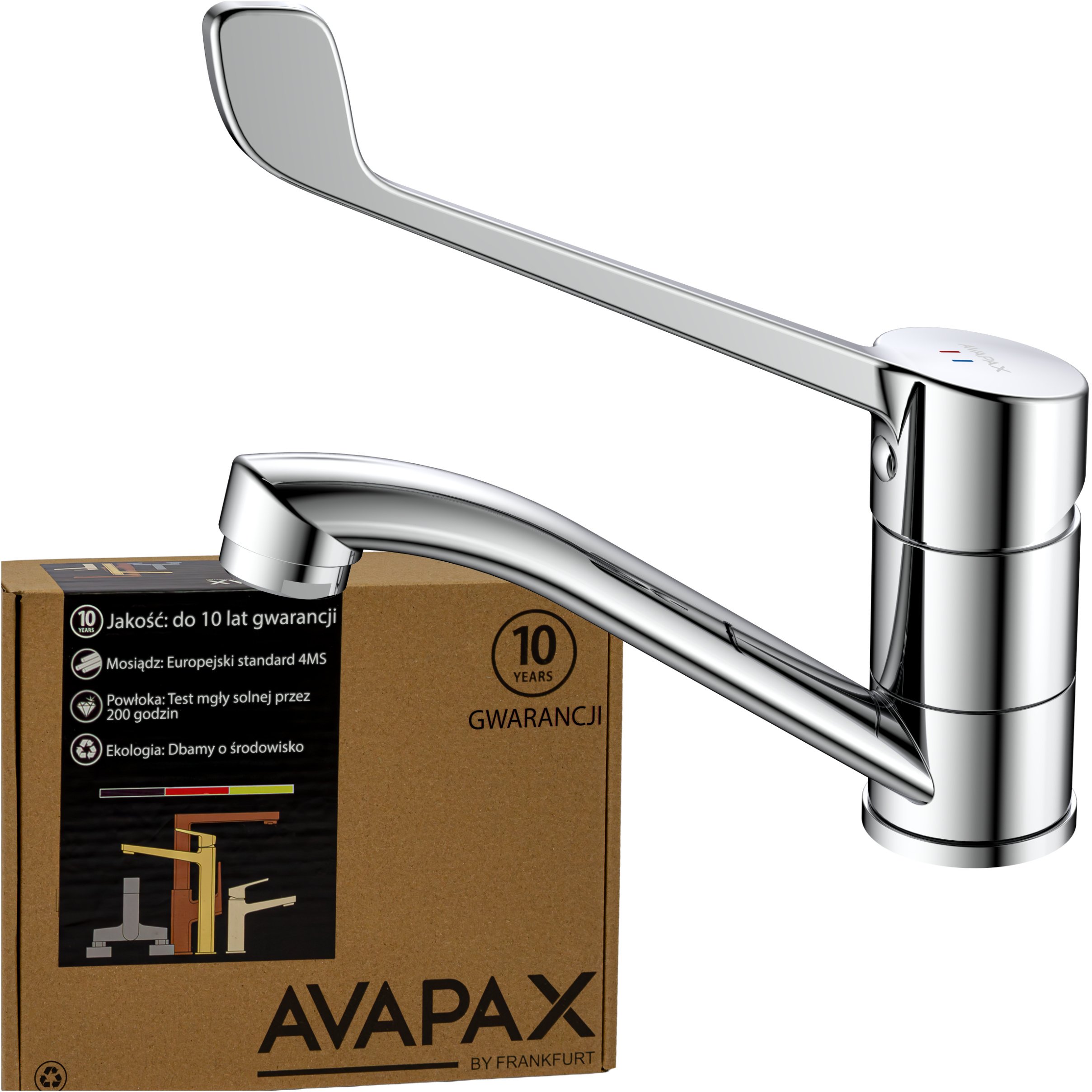 Bateria umywalkowa stojąca z ruchomą wylewką i dźwignią Medico