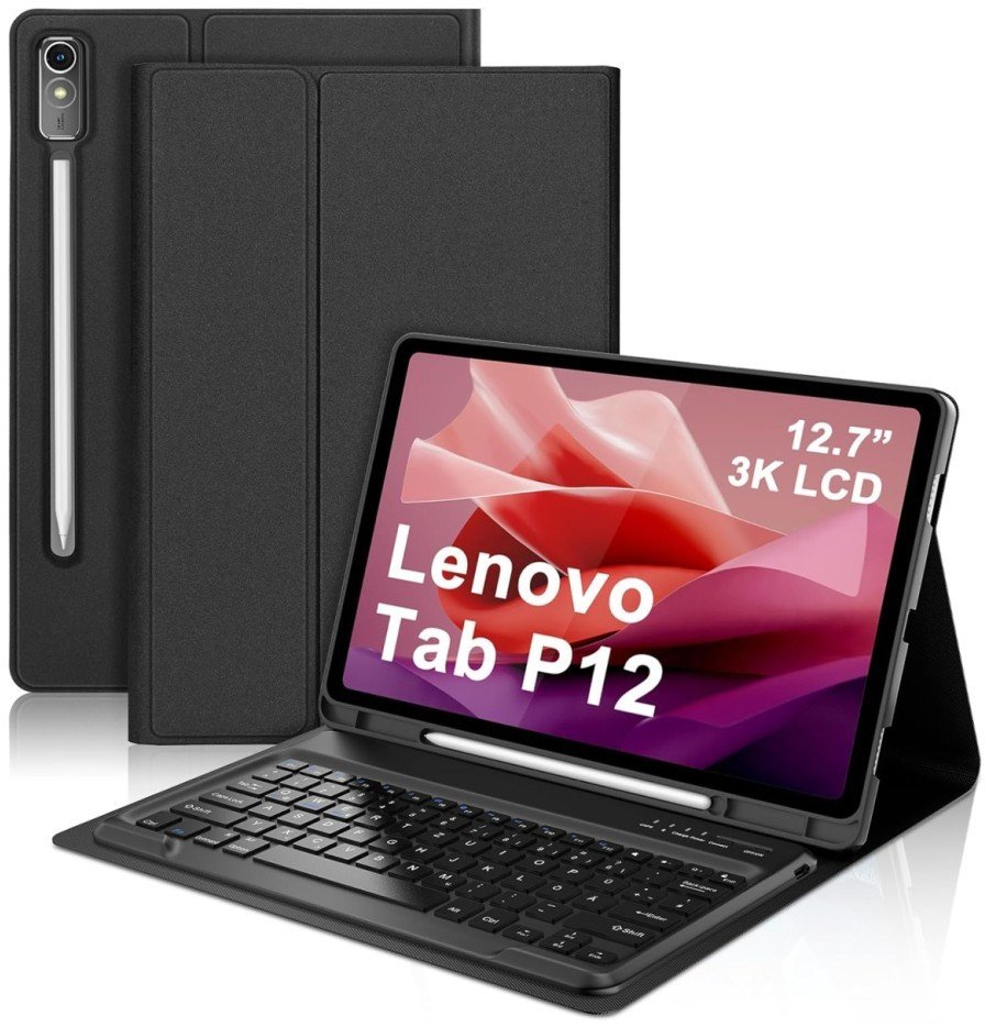Etui z klawiaturą Supero do Lenovo Tab P12 TB370, czarne