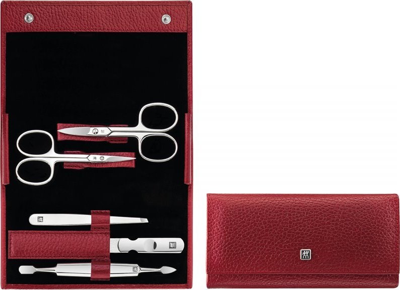 Zwilling Beauty Zestaw do manicure Zwilling Classic Inox czerwone, skórzane etui, 5 elementów