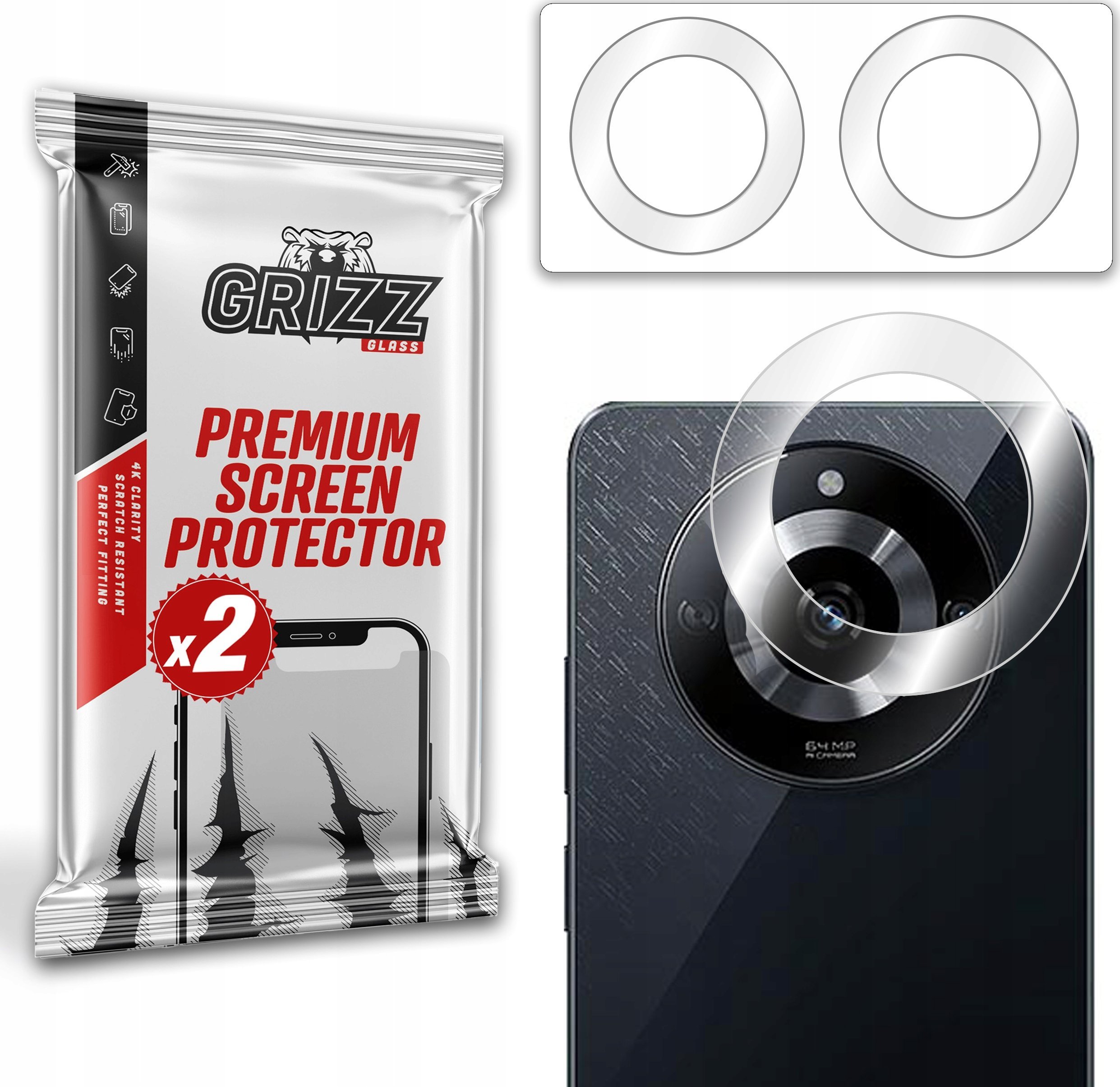 GrizzGlass Szkło na aparat GrizzGlass HybridGlass Camera do Realme Narzo 60