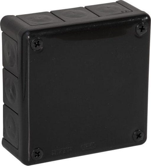 ViPlast Puszka natynkowa pusta 12 wlotów VP-51 CZARNA IP55 118x118x46mm 051-05