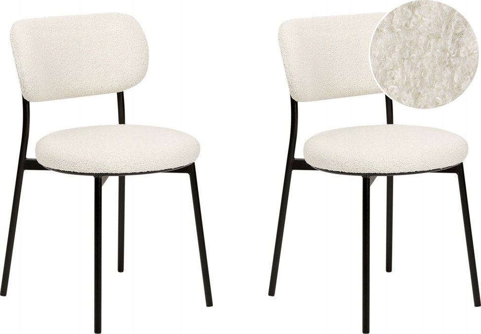 Beliani Zestaw 2 krzeseł do jadalni boucle biały CASEY