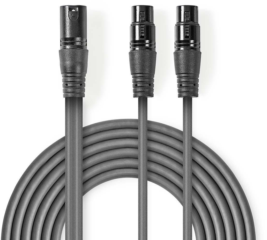 Kabel Nedis Kabelis XLR M - 2x XLR F 1.5m 5412810295593 COTH15025GY15 (5412810295593)