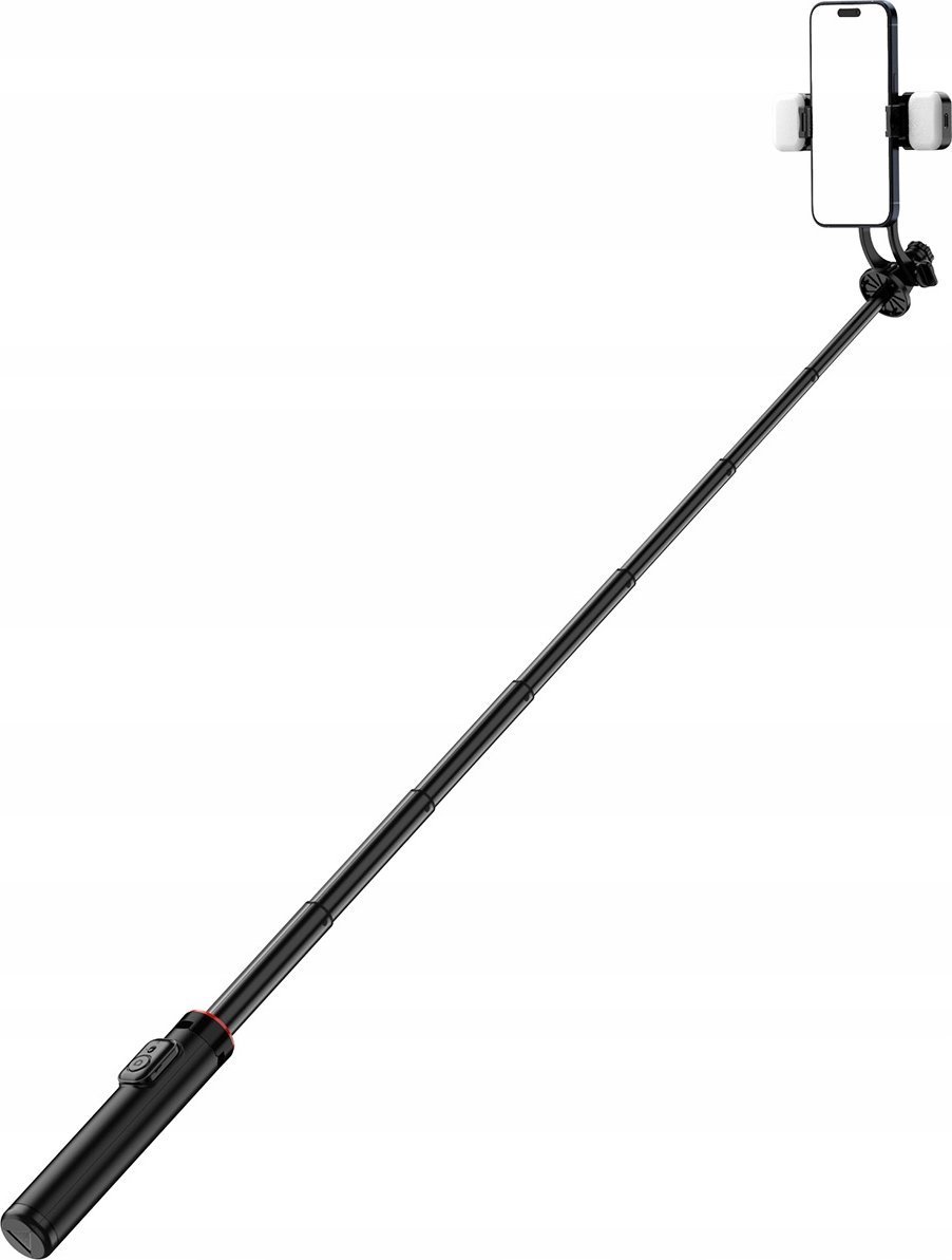 Selfie stick Hurtel Selfie stick WC12YDS teleskopowy tripod 1.3m ze stopu aluminium z podwójną lampą i uchwytem na telefon - czarny