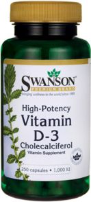 Swanson Witamina D-3 1000 IU 250 kaps.