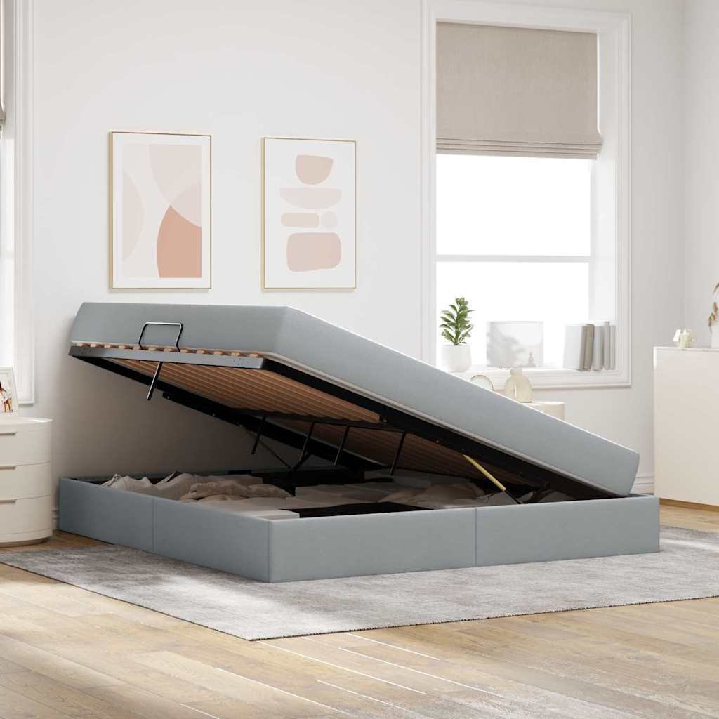 vidaXL Łóżko z miejscem na przechowywanie i materacem Jasnoszary