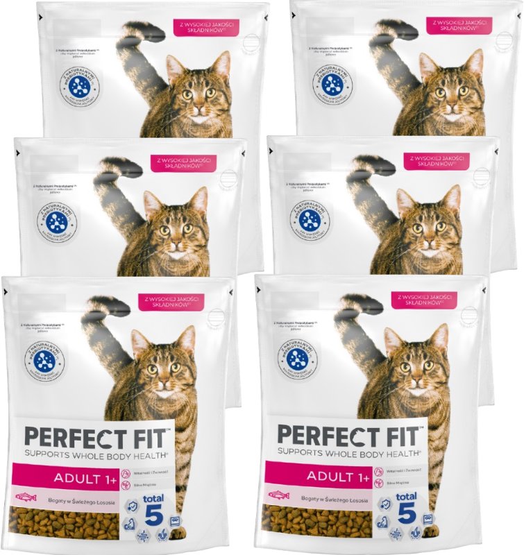 PERFECT FIT (Adult 1+) 6x 750g Bogaty w łososia - sucha karma dla kota dorosłego
