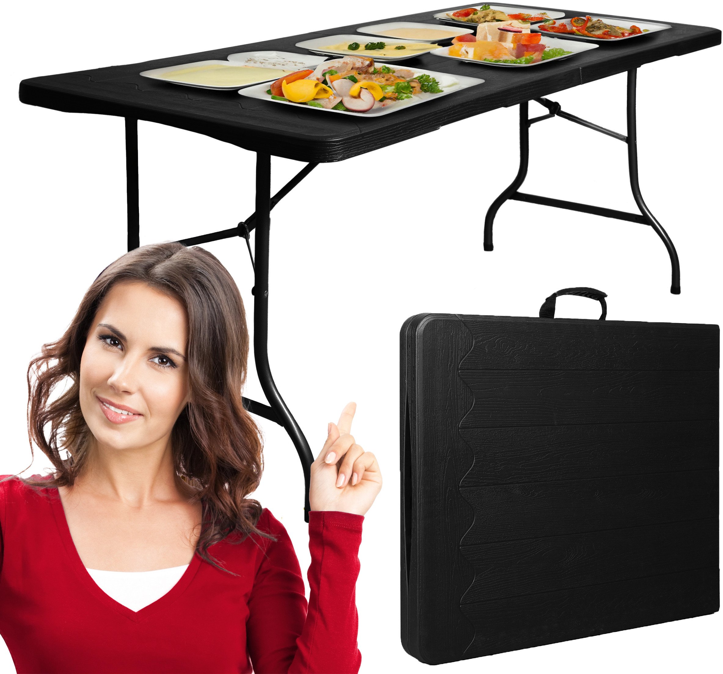 Duży stół składany ogrodowy cateringowy bankietowy walizka 180 cm drewno