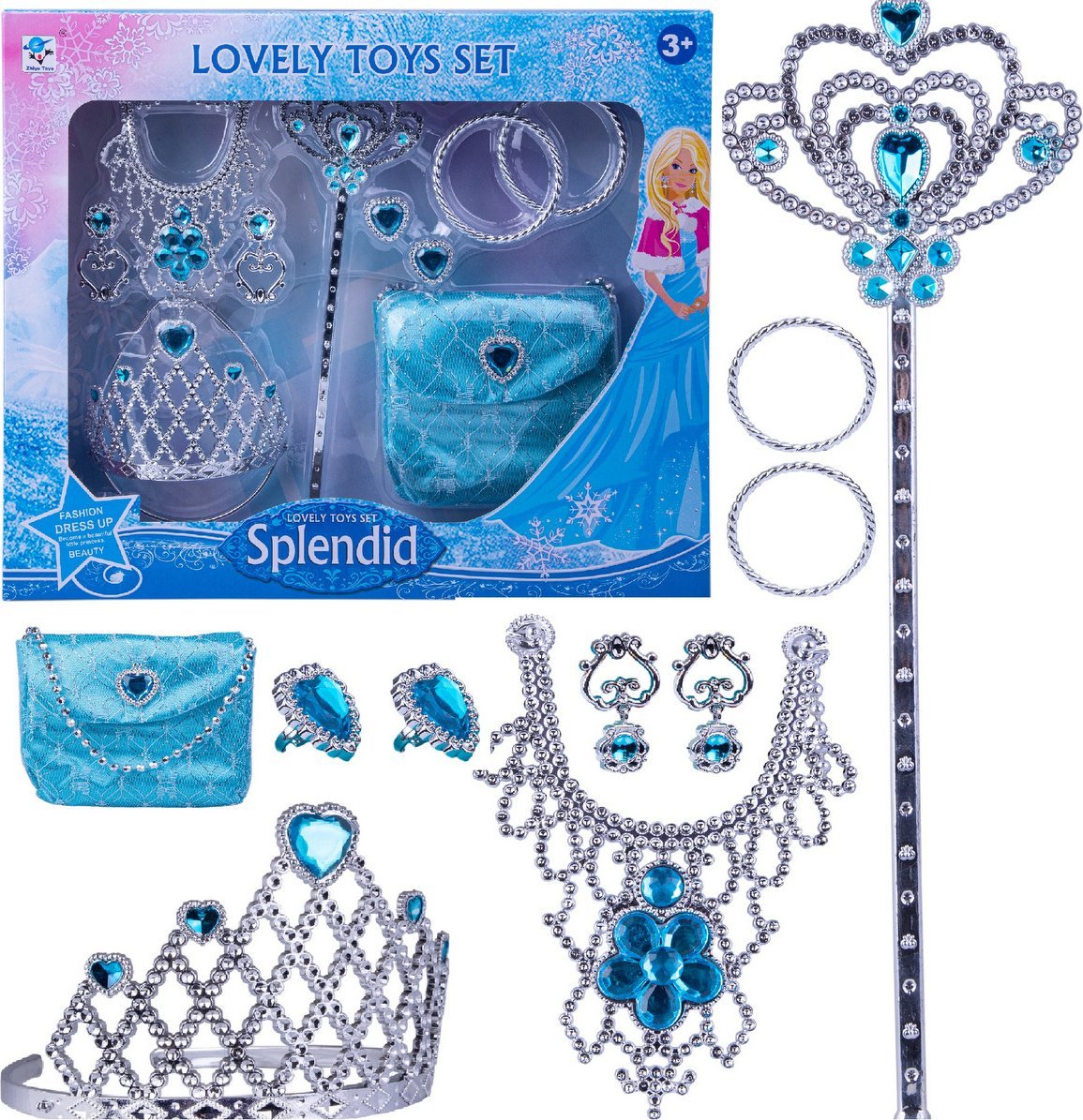 Norimpex Zimowy zestaw piękności (diadem+kolia+kolczyki+pierścionki+bransoletki+torebka+berło)