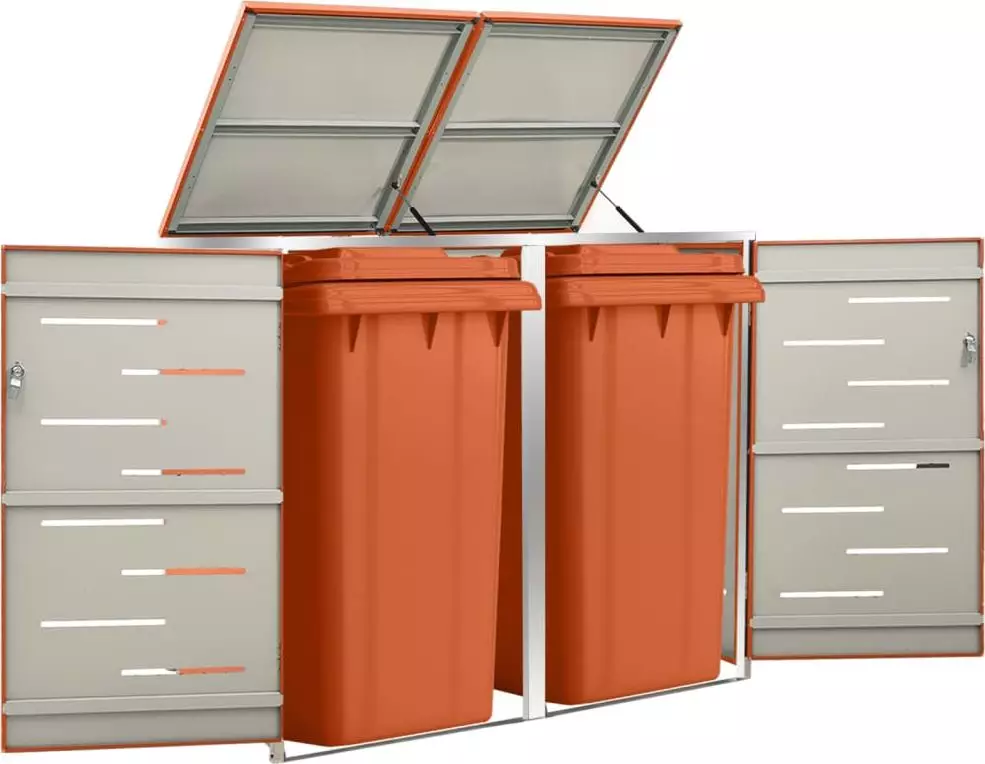 vidaXL Osłona na 2 kosze na śmieci, 138x77,5x115,5 cm, stal nierdzewna
