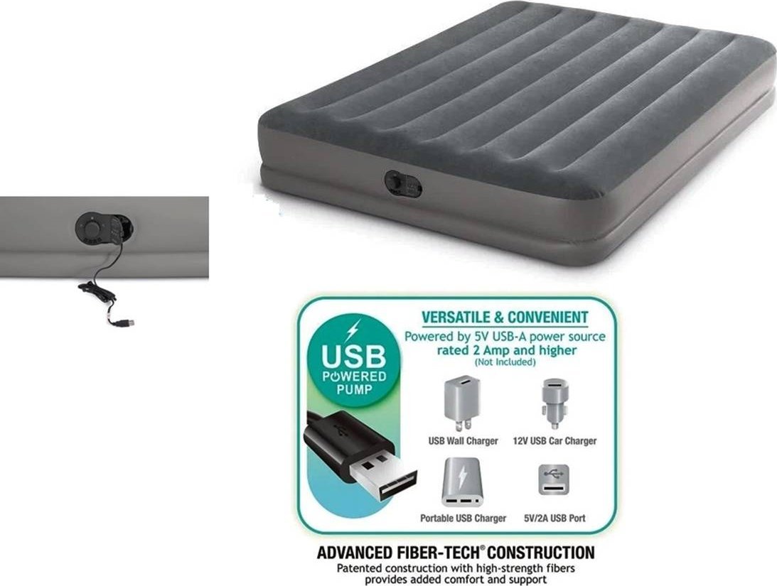 Intex MATERAC DWUOSOBOWY Z POMPKĄ USB INTEX 64114