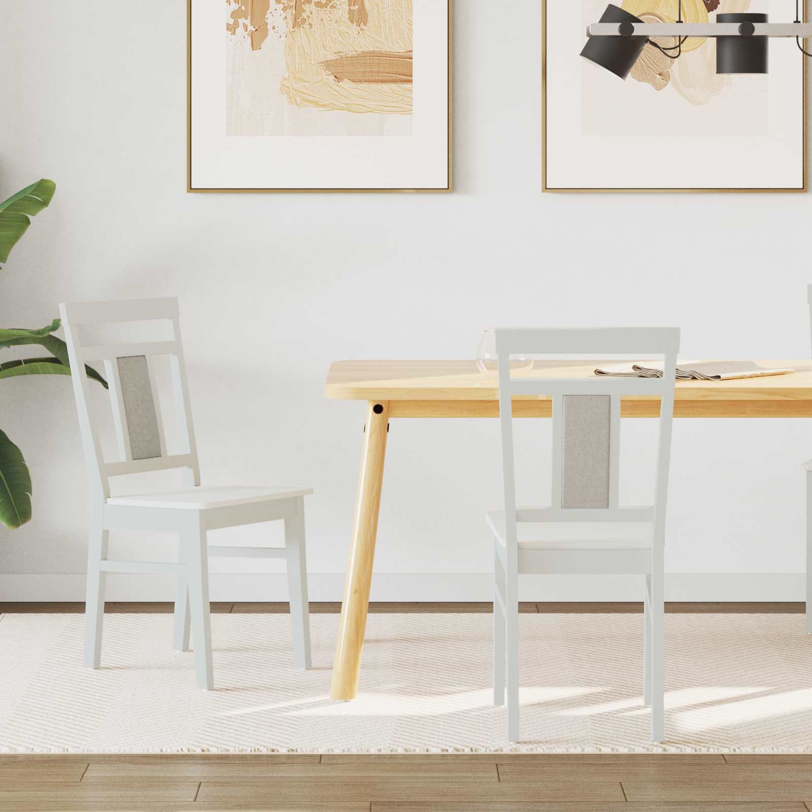 vidaXL Krzesło jadalniane 2 pcs Biały Drewno solidne