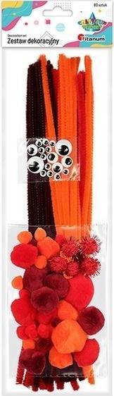 Titanum Zestaw druciki, pompony, oczka pomarńczowy 80szt