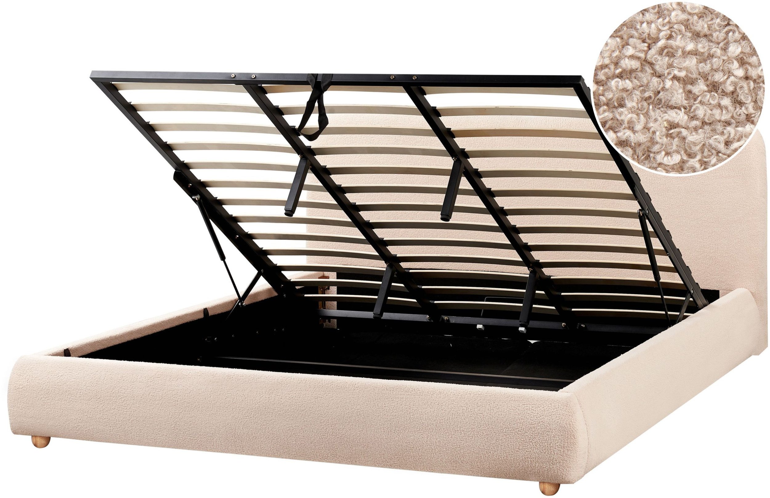 Łóżko z pojemnikiem Boucle BLAGNAC 180 x 200 cm Beżowy