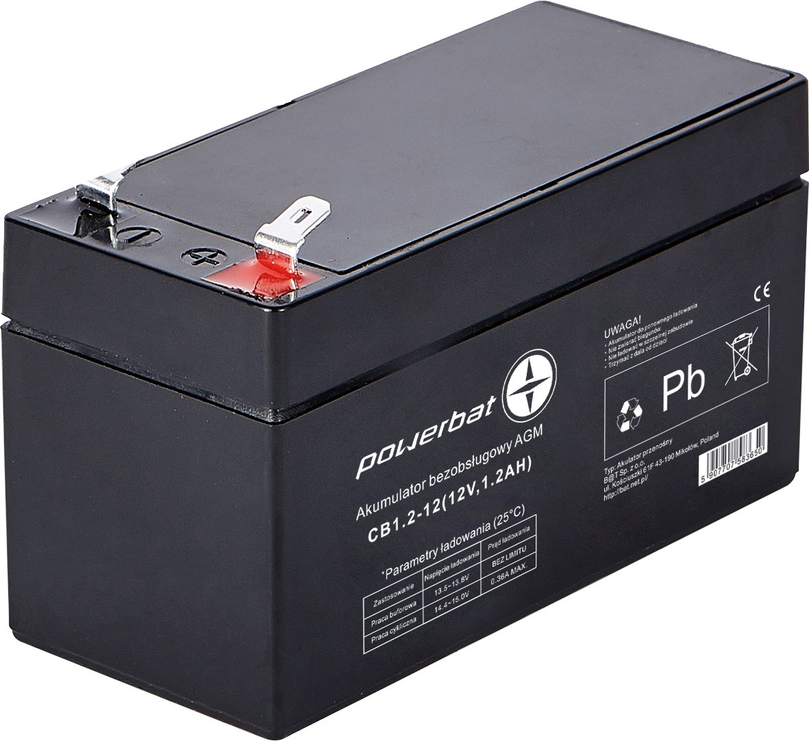 Akumulator AGM 12V 1.2Ah POWERBAT