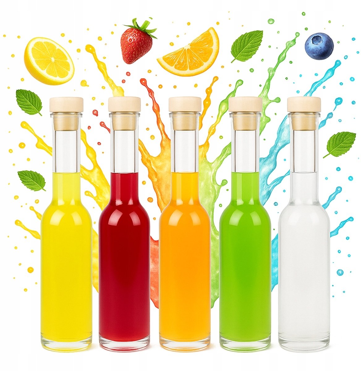 5x Butelka FENICE 200ml + korek na Syrop Likier Olej Nalewki Prezent