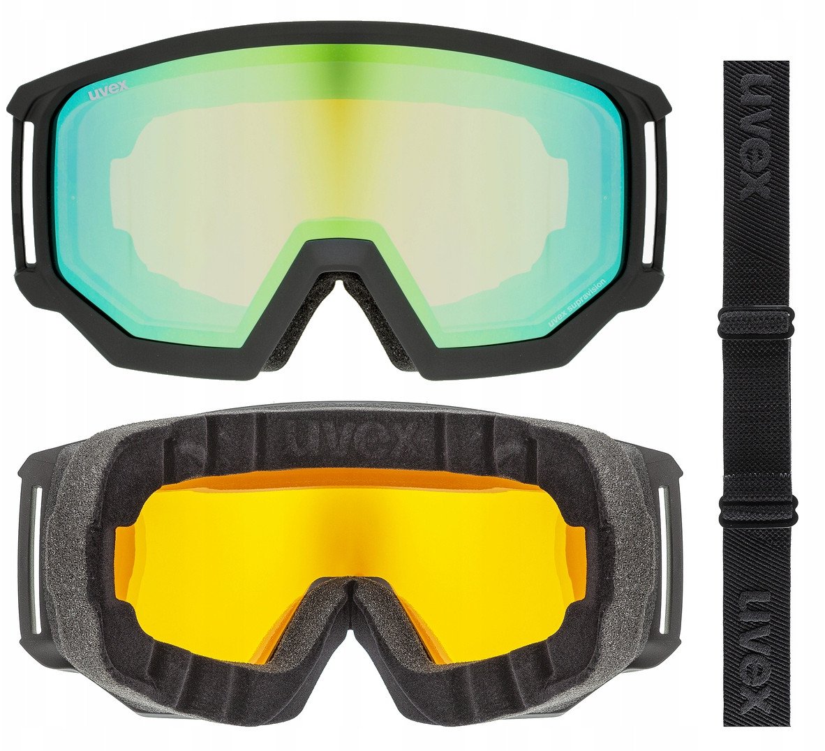 Slidinėjimo akiniai Uvex Athletic FM, juodi/žali