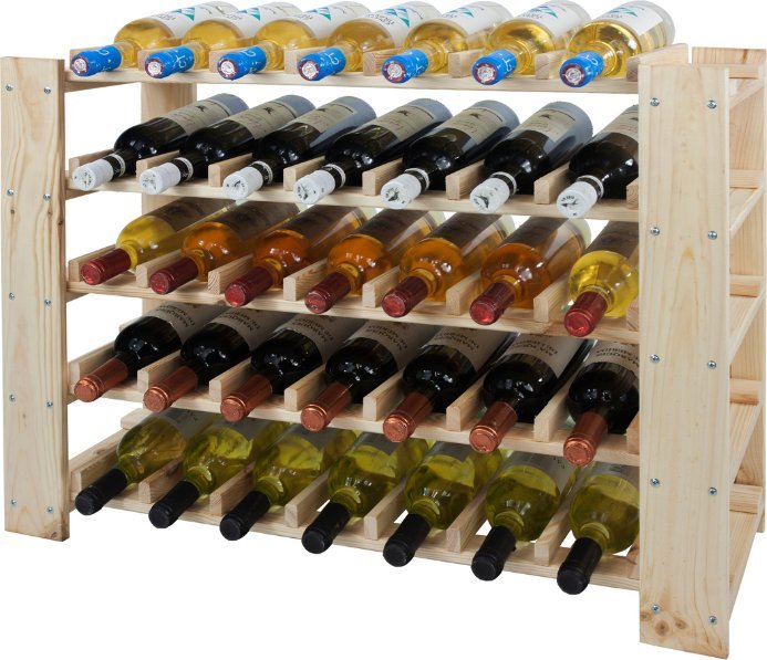 Wamar-Sosenka MAXI Regał Drewniany na 35 butelek 64x80x30 cm Surowy Drewno sosnowe Naturalny RW-51K-1 / Wamar-Sosenka
