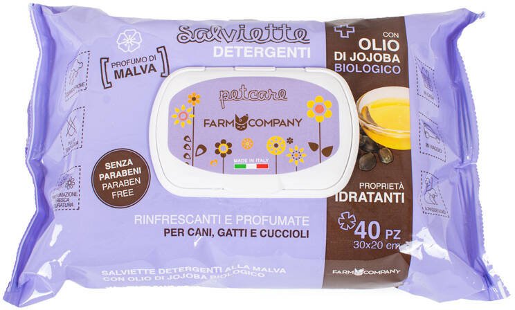 Farm Company Chusteczki do czyszczenia dla zwierząt organiczny olejek jojoba i malwa 40 szt.